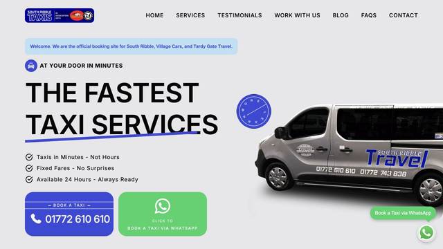 South Ribble Taxis homepage